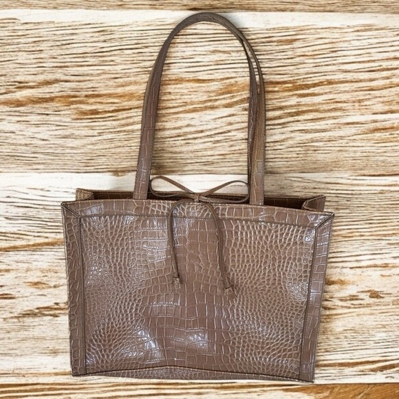 Liz Claiborne Brown Reptile Handbag Briefcase - Great for Business and Travel! - Picture 1 of 11
